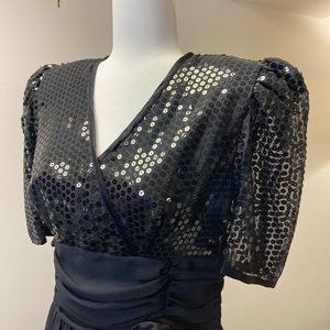1980s Vintage Sequin Black Jumpsuit - Size Medium